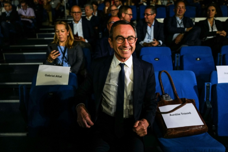 Le président des Républicains (LR) et candidat à l'élection présidentielle de 2027, Bruno Retailleau, lors du 59e congrès des Jeunes Agriculteurs, à Bourg-en-Bresse, le 4 juin 2026 dans l'Ain ( AFP / OLIVIER CHASSIGNOLE )
