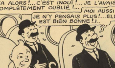 Détail de la double planche du Sceptre d’Ottokar (estimation : 600.000 – 800.000). (© Hergé / Moulinsart 2016)