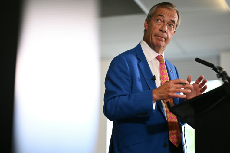 Le leader du parti Reform UK, Nigel Farage, le 4 septembre 2026 à Birmingham, au Royaume-Uni ( AFP / Oli SCARFF )