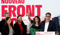 Des représentants du "Nouveau Front populaire" lors d'une conférence de presse