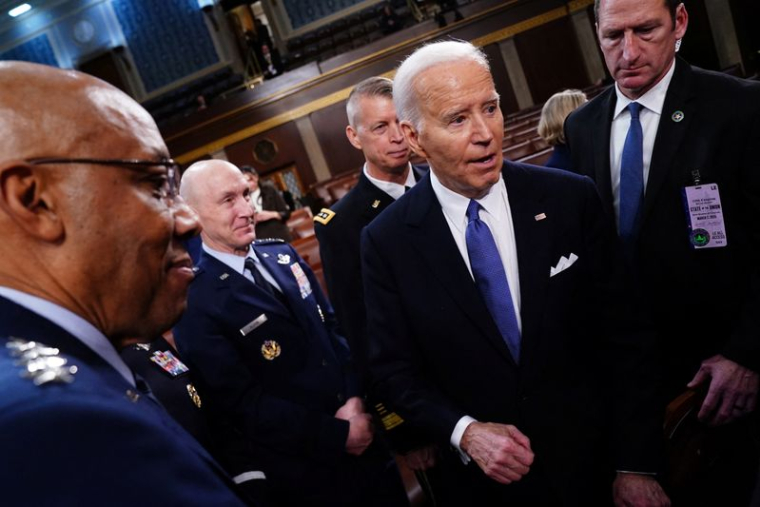 Le Président américain Joe Biden après son discours sur l'état de l'Union