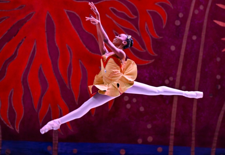 La danseuse classique cubaine Laura Kamila Rojas, 25 ans, pendant une représentation du Ballet national de Cuba,  à La Havane, le 8 mai 2026 ( AFP / ADALBERTO ROQUE )