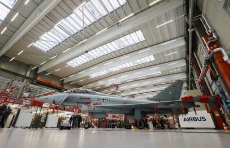 Un Eurofighter à Manching, en Allemagne, le 19 janvier 2024. ( AFP / MICHAELA STACHE )