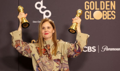 Justine Triet lors de la 81e cérémonie annuelle des Golden Globe Awards à Beverly Hills, Californie