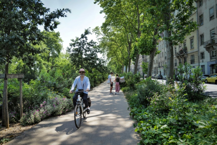 Un cycliste à Lyon le 2 juin 2023 ( AFP / OLIVIER CHASSIGNOLE )