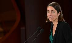 Sophie Binet à Paris, le 16 octobre 2023. ( POOL / MIGUEL MEDINA )