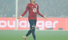 Ethan Mbappé auteur du but de la victoire pour Lille face à Marseille, le 5 décembre 2025 au stade Pierre-Mauroy ( AFP / Sameer AL-DOUMY )