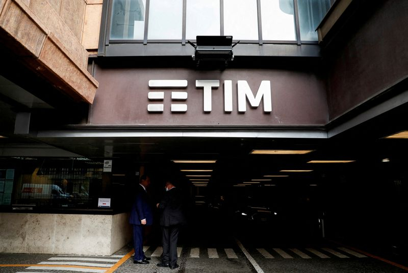 Le logo de Tim à son siège de Rome