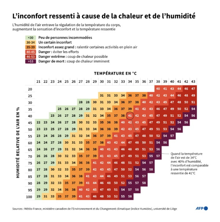 L'inconfort ressenti à cause de la chaleur et de l'humidité ( AFP / Valentin RAKOVSKY )