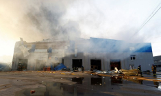 Un immeuble de Kyiv atteint par une frappe russe