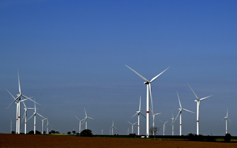 Des éoliennes à Hannut en Belgique le 28 avril 2026 ( BELGA / ERIC LALMAND )