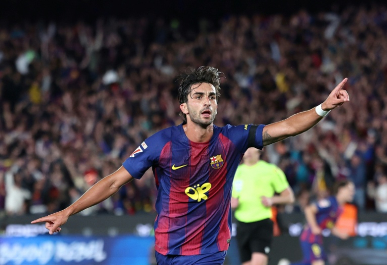 Ferran Torres, auteur du deuxième but du Barça contre le Real Madrid, le 10 mai 2026 au Camp Nou ( AFP / Josep LAGO )