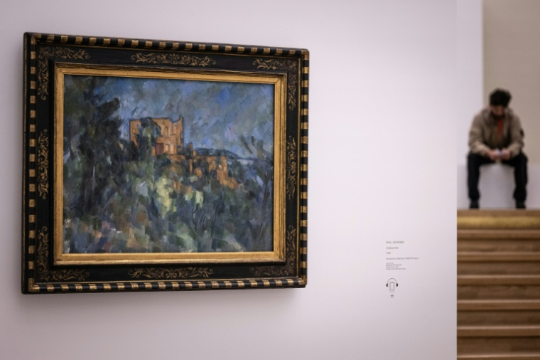 Le tableau "Château noir", du postimpressionniste Paul Cézanne (1839-1906), dans le cadre de l'exposition "Cézanne et nous" avant son inauguration au Grand Palais à Paris, le 21 septembre 2026 ( AFP / Lou BENOIST )