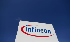 Le logo du fabricant de semi-conducteurs Infineon à son siège autrichien à Villach