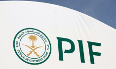 Logo du fonds public saoudien (PIF), au tournoi de tennis d'Indian Wells ( GETTY IMAGES NORTH AMERICA / MATTHEW STOCKMAN )
