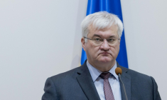 Le ministre ukrainien des Affaires étrangères, Andriï Sybiga, le 25 février 2026 à Kiev ( AFP / Tetiana DZHAFAROVA )