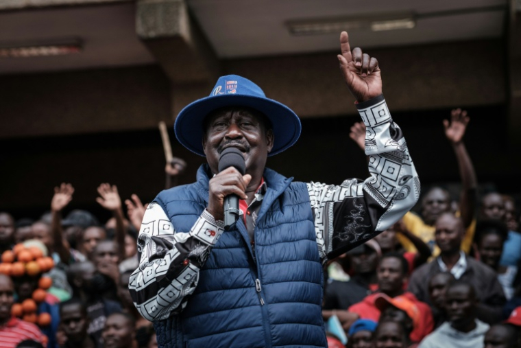 Le candidat défait à la présidentielle, Raila Odinga, s'adresse à ses partisans à Nairobi, le 22 août 2022, après avoir déposé une requête auprès de la plus haute cour du pays contestant le résultat de l'élection du 9 août 2022 qui a donné la victoire à son rival William Ruto ( AFP / Yasuyoshi CHIBA )