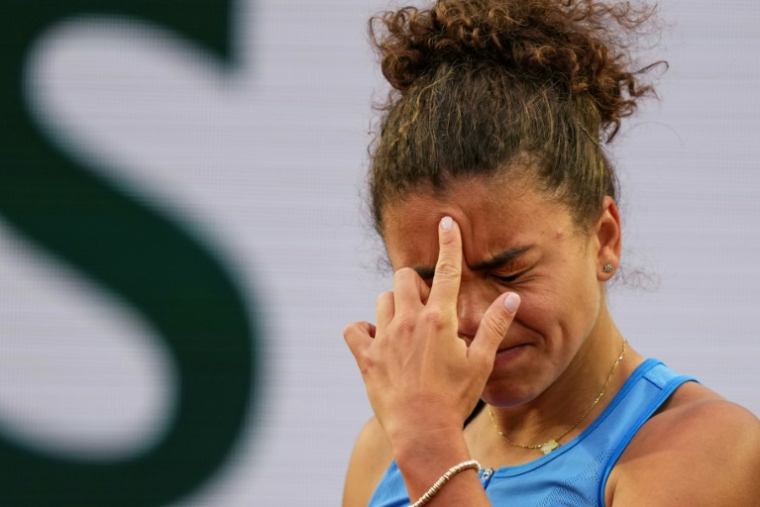 L'Italienne Jasmine Paolini au premier tour de Roland-Garros contre la Chinoise Yuan Yue le 25 mai 2025 à Paris ( AFP / Dimitar DILKOFF )
