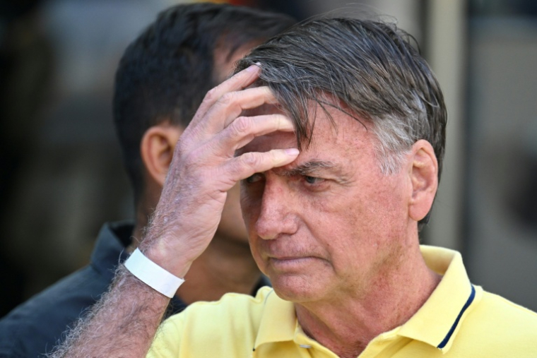 L'ex-président brésilien Jair Bolsonaro, le 16 août 2025 à Brasilia ( AFP / Evaristo SA )