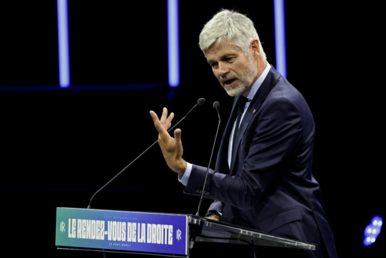 Le chef des députés LR, Laurent Wauquiez, lors de l'Université d'été du parti à Port-Marly, dans les Yvelines, le 6 septembre 2025 ( AFP / STEPHANE DE SAKUTIN )