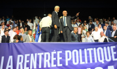 Laurent Wauquiez et Éric Ciotti, le 27 août au Cannet (Alpes-Maritimes).  ( AFP / NICOLAS TUCAT )