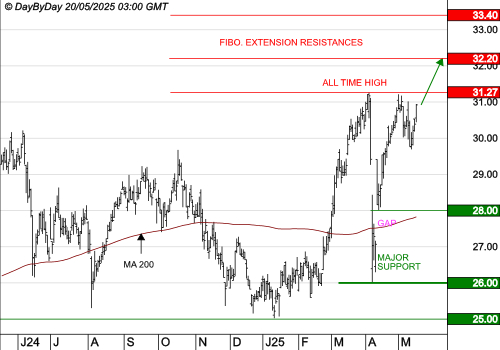 VEOLIA ENVIRONNEMENT : Les cours progressent toujours
