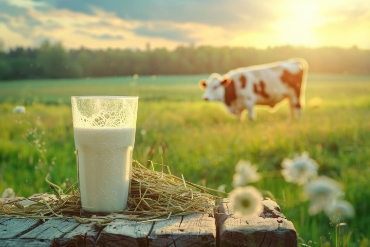 La production s'élève à 480 millions de litres de lait certifiés «de foin», soit 15% du volume du lait autrichien. (crédit : Adobe Stock / photo générée par IA)