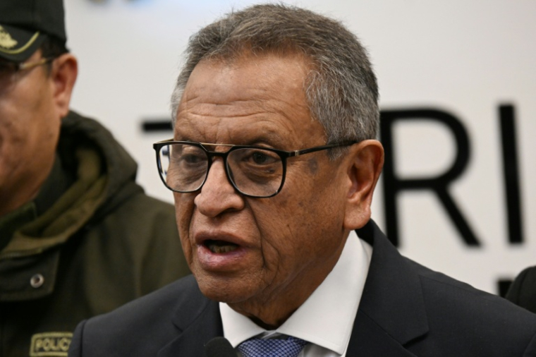 Le ministre de l'Intérieur bolivien Marco Antonio Oviedo lors d'une conférence de presse à La Paz, le 1er octobre 2026 ( AFP / Aizar RALDES )