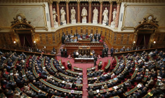 Une vue générale montre l'hémicycle du Sénat