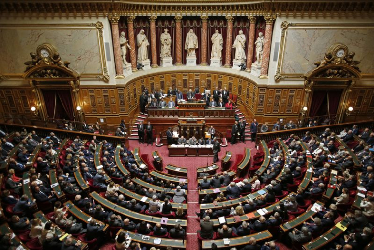Une vue générale montre l'hémicycle du Sénat
