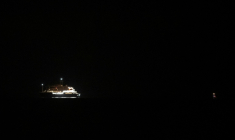 Le navire de croisière MV Hondius près de El Medano, à l'approche des côtes de l'île espagnole de Tenerife aux Canaries, le 10 mai 2026 ( AFP / Jorge GUERRERO )