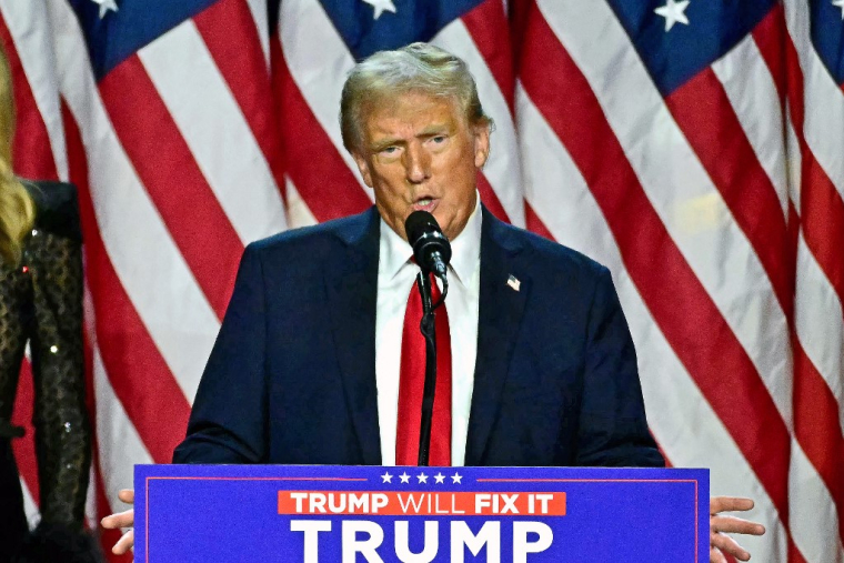 Donald Trump à West Palm Beach, aux États-Unis, le 6 novembre 2024. ( AFP / JIM WATSON )