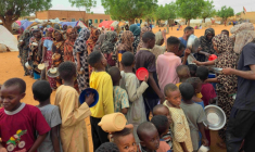 Des femmes et des enfants soudanais réfugiés dans un camp, à proximité de la ville d'El-Obeid, au Soudan, le 29 juin 2026 ( AFP / - )