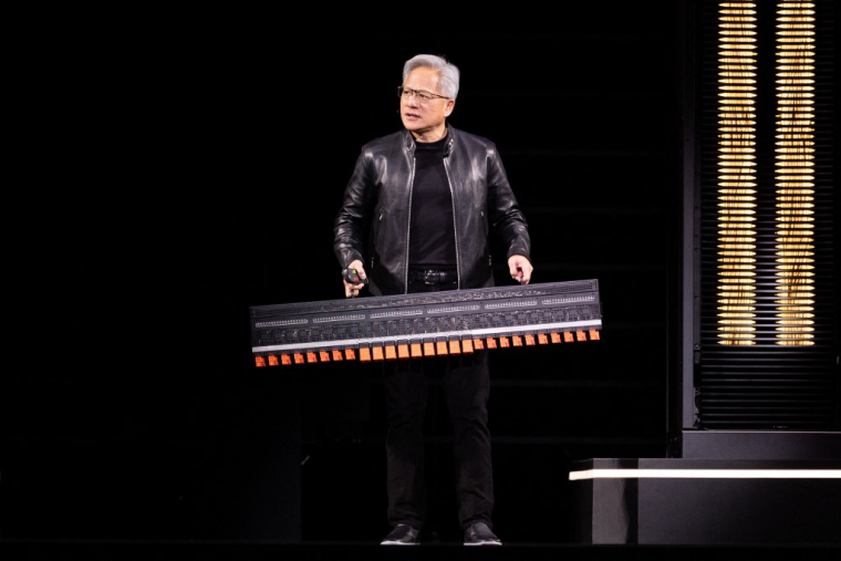 Jensen Huang à San Jose, aux États-Unis, le 16 mars 2026. ( GETTY IMAGES NORTH AMERICA / BENJAMIN FANJOY )