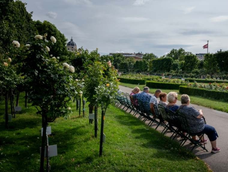 au Volksgarten (Jardin du peuple), entre le Burgtheater et le palais de la Hofburg à Vienne, le 6 juillet 2026 en Autriche ( AFP / Joe KLAMAR )