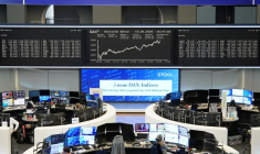 Le graphique de l'indice boursier allemand DAX est représenté à la bourse de Francfort