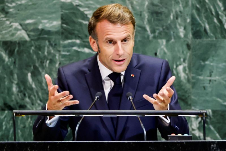 Emmanuel Macron s'adresse à la 80e Assemblée générale des Nations unies au siège de l'ONU à New York