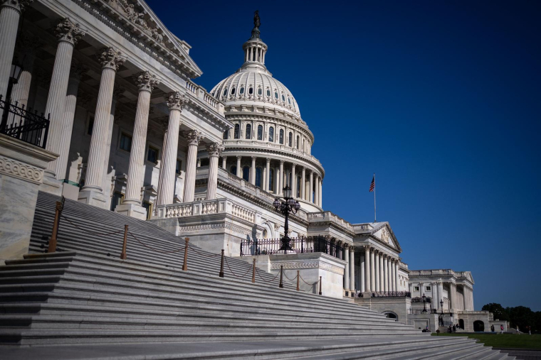 Les marches de la Chambre des représentants au Capitole, le 9 septembre 2024 à Washington (États-Unis). ( GETTY IMAGES NORTH AMERICA / KENT NISHIMURA )