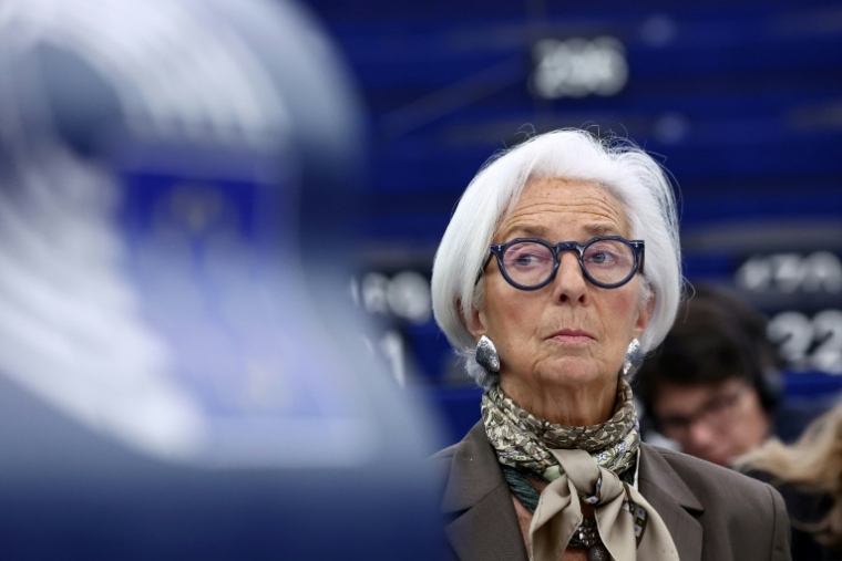 La présidente de la Banque centrale européenne (BCE), Christine Lagarde, le 9 févruer 2026 à Strasbourg ( AFP / FREDERICK FLORIN )