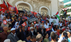 Protest demanding the release of imprisoned journalists, activists, opposition figures and setting a date for fair presidential elections in Tunis