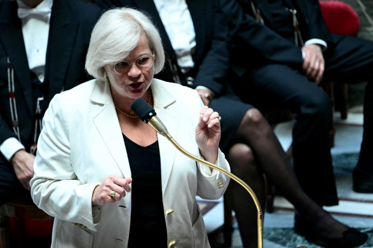 Catherine Vautrin, le 28 mai 2024, à Paris ( AFP / MIGUEL MEDINA )