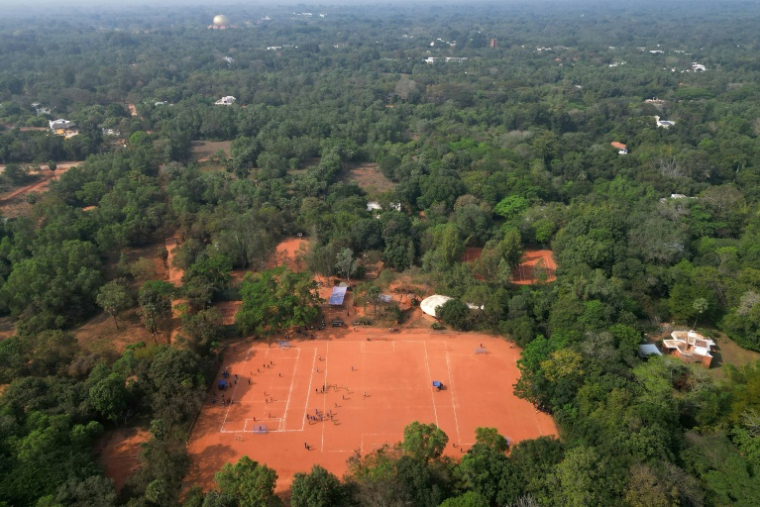 Auroville vue du ciel, le 28 février 2026 ( AFP / Idrees MOHAMMED )