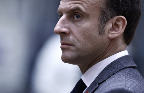 Emmanuel Macron à Bruxelles, en Belgique, le 21 mars 2024. ( AFP / SAMEER AL-DOUMY )