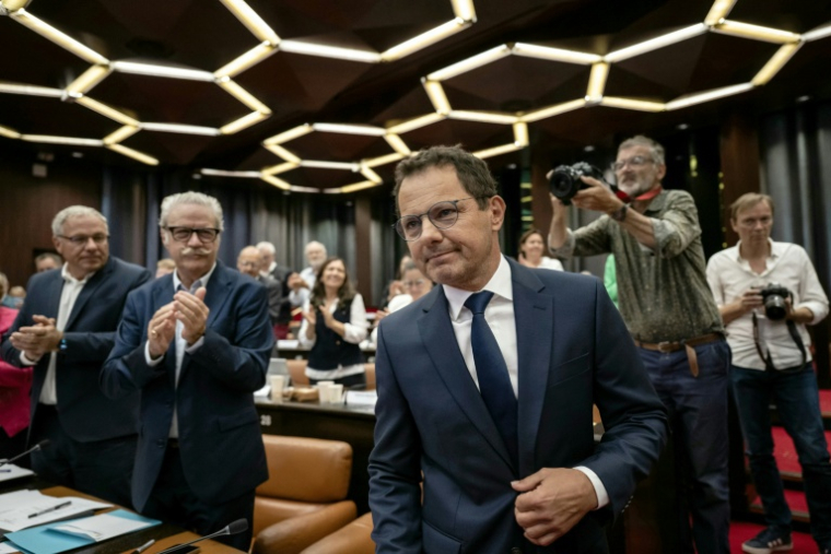 Le sénateur du PS Jérôme Durain après avoir été élu président du Conseil régional de Bourgogne-Franche-Comté à Dijon, le 5 septembre 2025 ( AFP / ARNAUD FINISTRE )