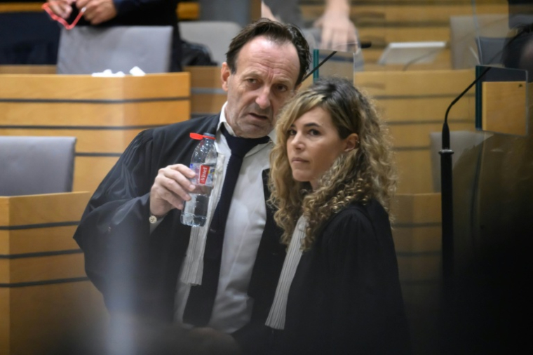 Alexandre Martin (g) et Emmanuelle Franck, avocats de Cédric Jubillar, au palais de justice d'Albi, le 22 septembre 2025 ( AFP / Ed JONES )
