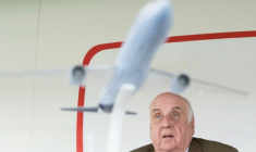 Etienne Davignon, alors président du conseil d'administration de Brussels Airlines, à Machelen en Belgique le 11 mai 2018 ( BELGA / BENOIT DOPPAGNE )
