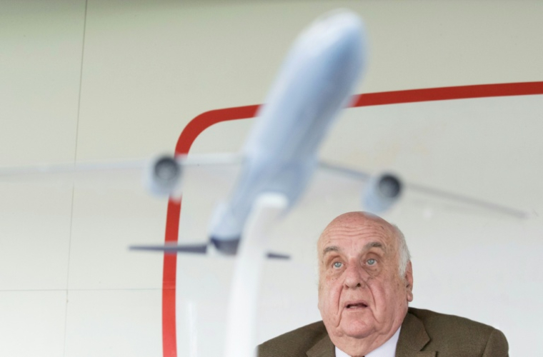 Etienne Davignon, alors président du conseil d'administration de Brussels Airlines, à Machelen en Belgique le 11 mai 2018 ( BELGA / BENOIT DOPPAGNE )