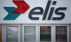 Le logo d'Elis à l'extérieur d'un bâtiment de l'entreprise à Rezé près de Nantes