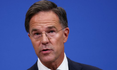 Le secrétaire général de l'OTAN, Mark Rutte au siège de l'Alliance à Bruxelles