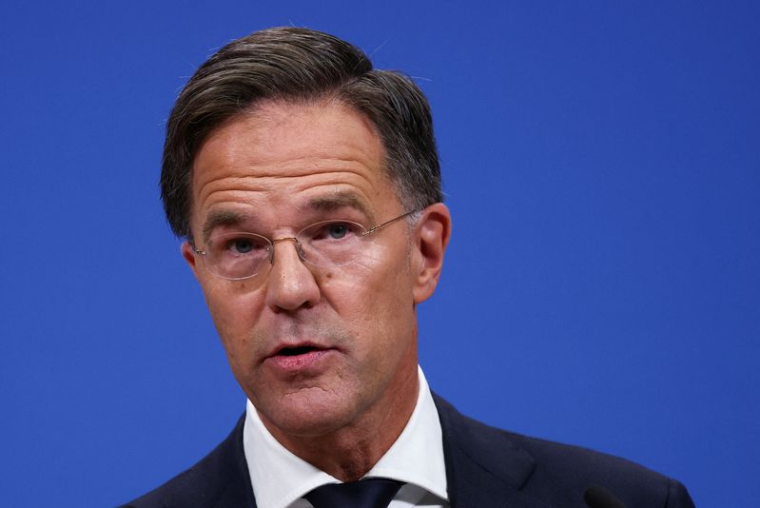 Le secrétaire général de l'OTAN, Mark Rutte au siège de l'Alliance à Bruxelles